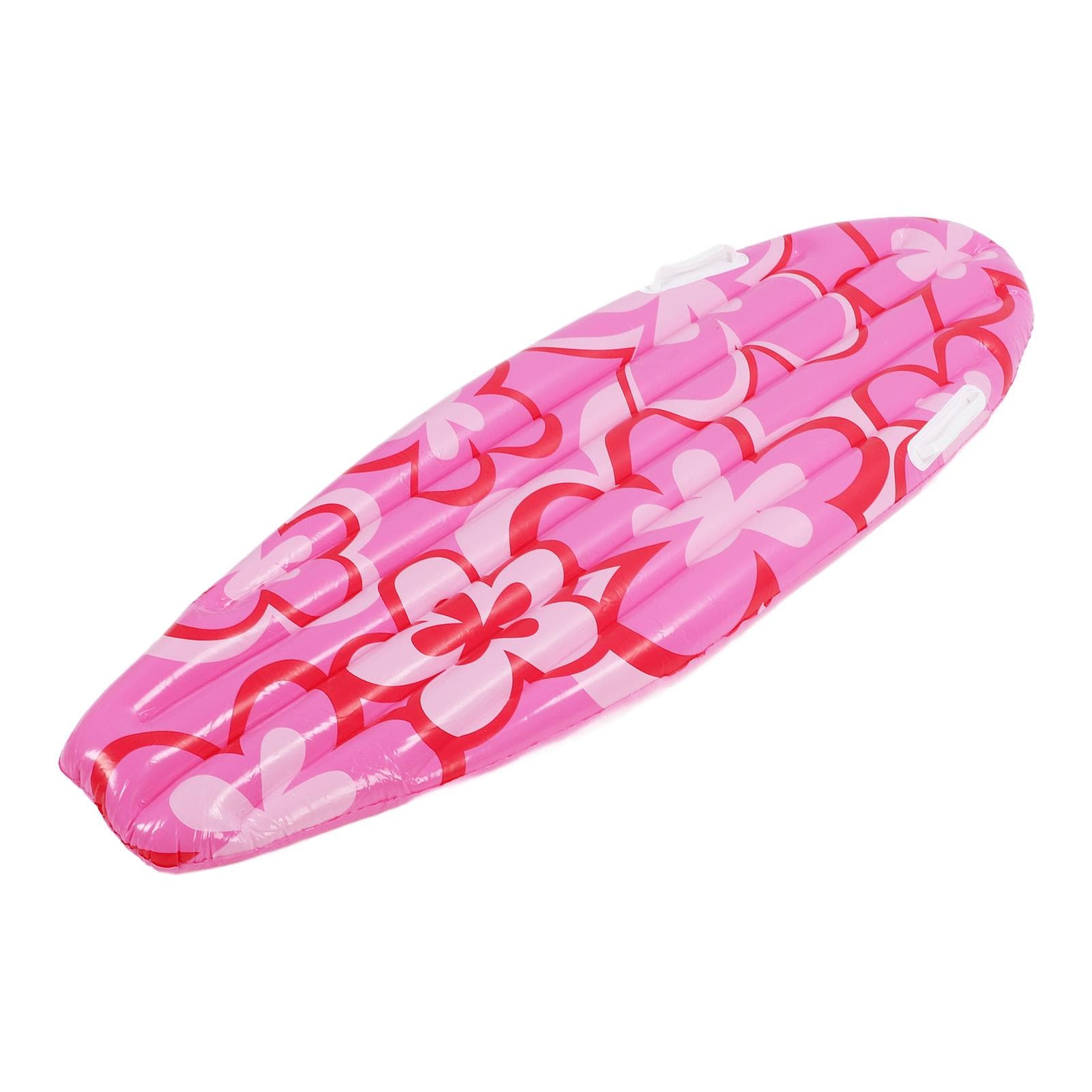 Inflatable Surfboard Raft PVC Pool Float Portable Lightweight Pink Flower Pattern for Summer Sea