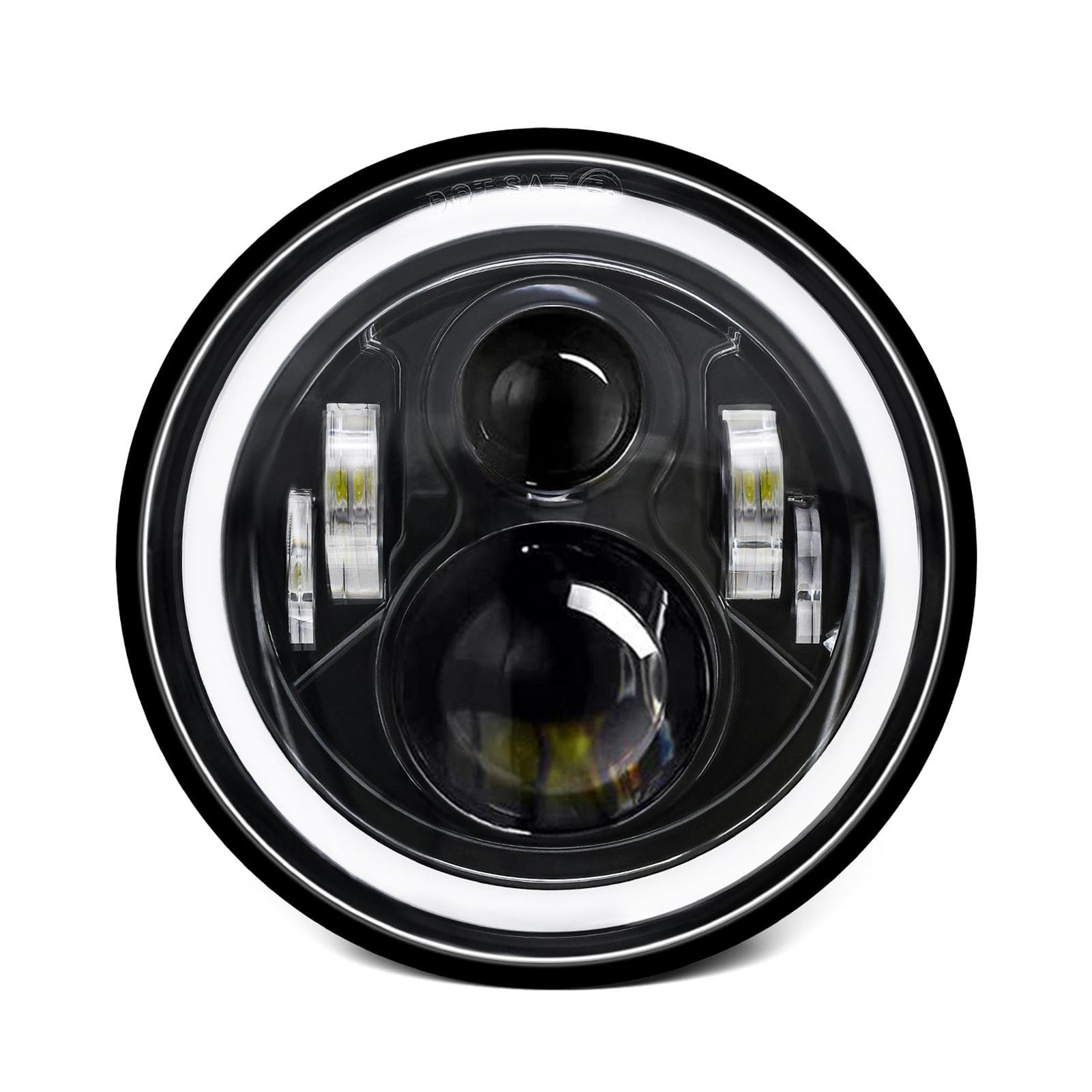 2Pcs 7 inch Car Motorcycle LED Headlight with DRL/Turn Signal/Low Beam/High Beam 7'' H4 Round LED 1pcs yellow