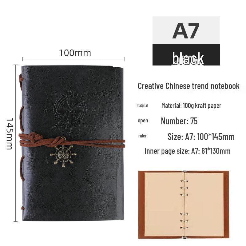 Retro Pirate Ship Loose-Leaf Travel Diary Notebook