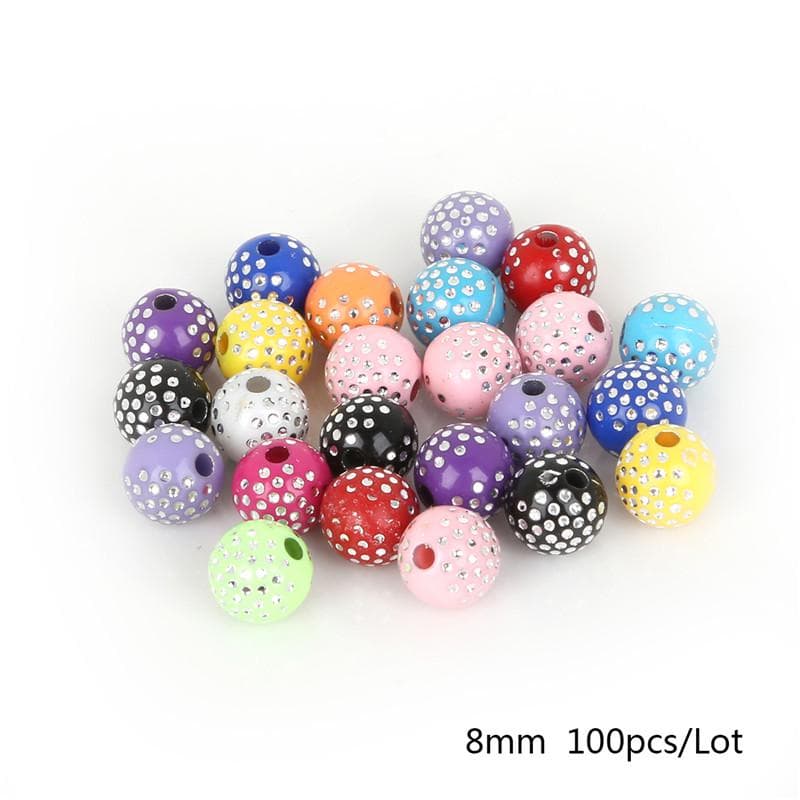 Shining 8mm Acrylic Beads Round Loose Spacers for DIY Bracelet & Necklace 100 Pcs 8mm 100pcs multicolour