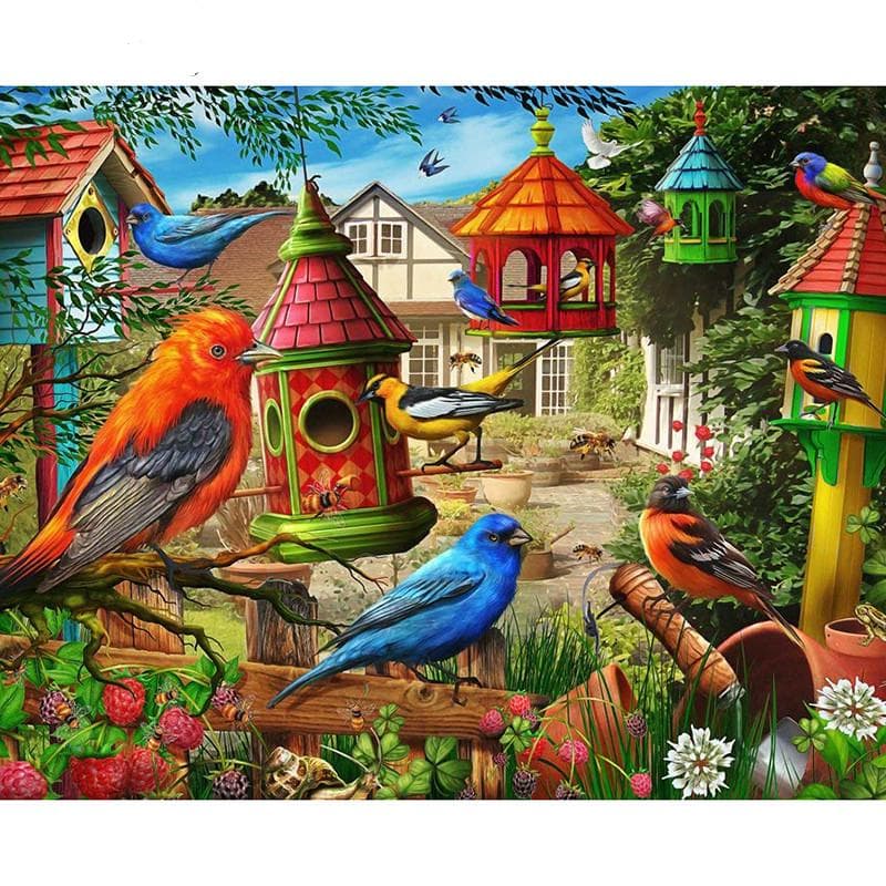 5D DIY Diamond Painting Colored Birds Embroidery Mosaic Cross Stitch Rhinestone Decor 20X30CM