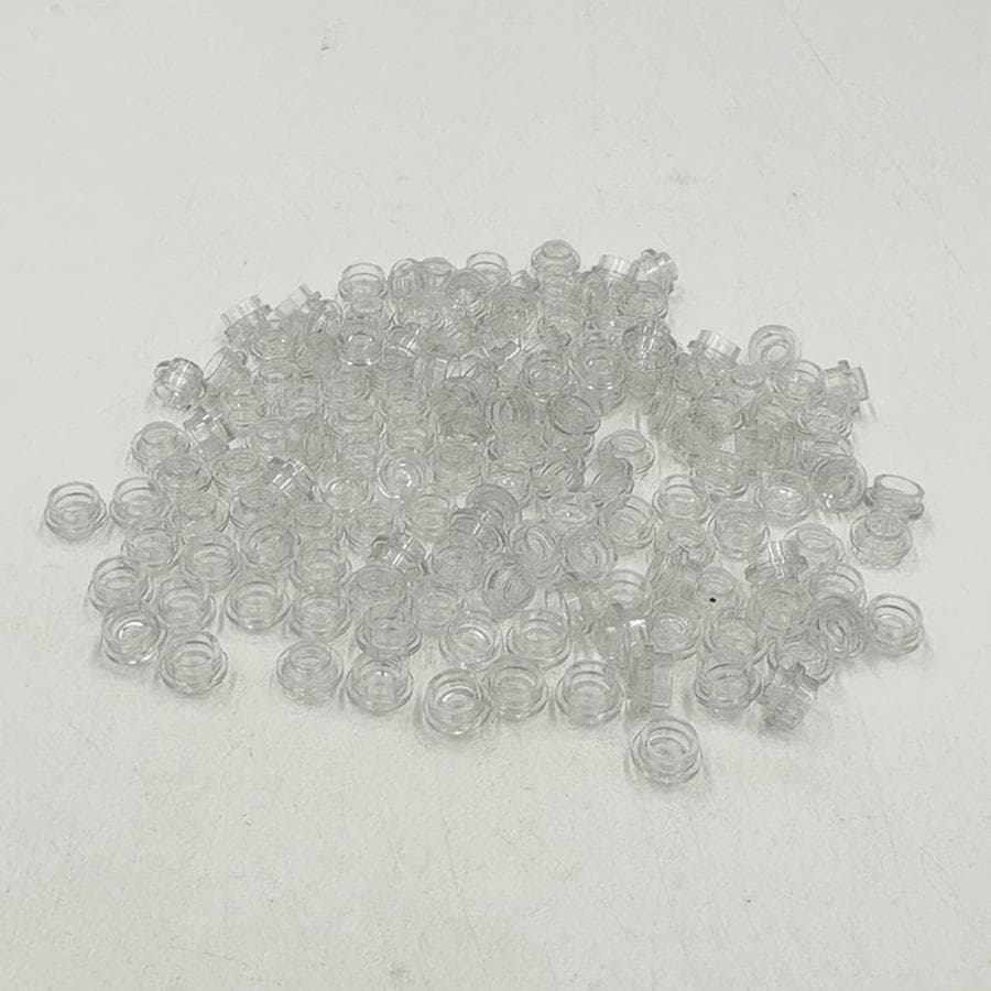 200pcs DIY Building Blocks 1x1 Round Plate Pixel Art Kit Brick Bulk Compatible 4073 Anime Figure Enlighten Gift for Children transparent