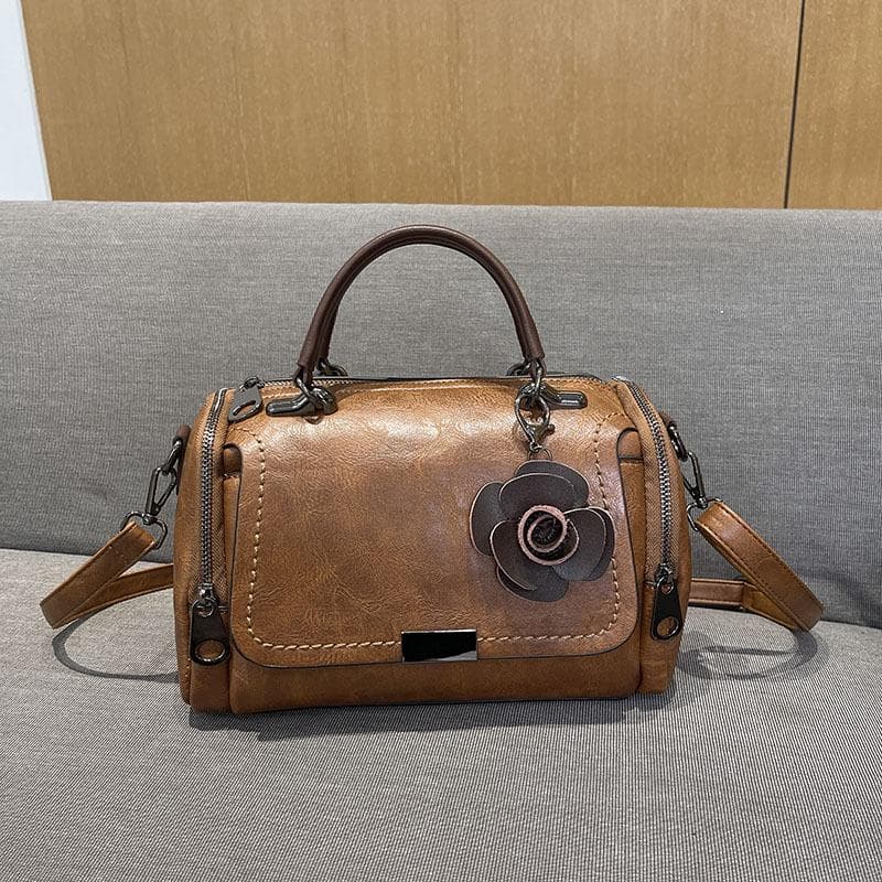 Retro, Versatile Handbag for Women, Fashionable Boston Pillow Bag, Single-shoulder Crossbody Bag coffee