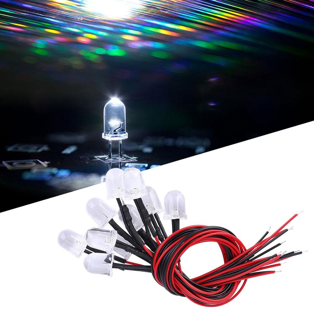 50PCs 12V LED Pre Wired Luminous Diode 10 mm Round Head Light Bead Colorful Slow Flash
