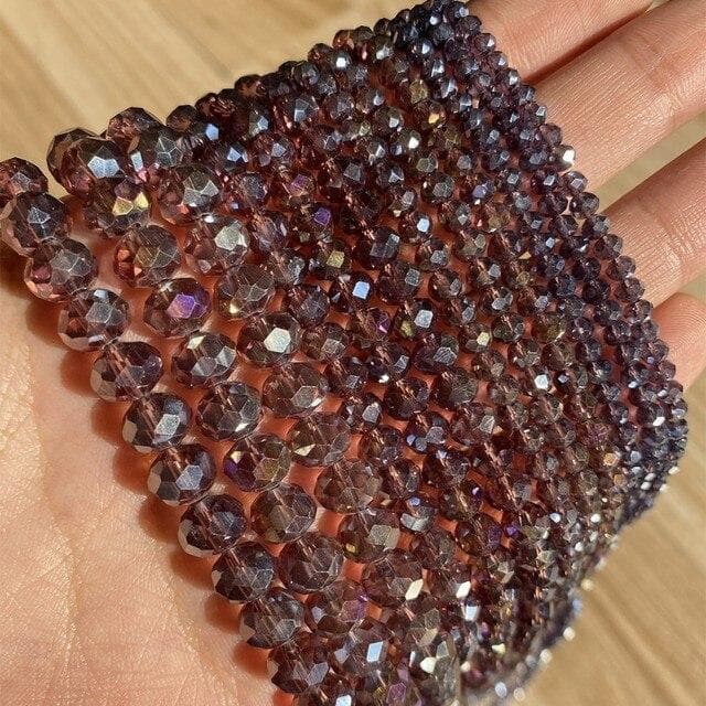 3/4/6/8mm Faceted Round Austria Crystal Beads Shiny Glass Rondelle Spacer Beads for Needlework Jewelry Making Diy Bracelet 15'' 6mm 89-92pcs Beads