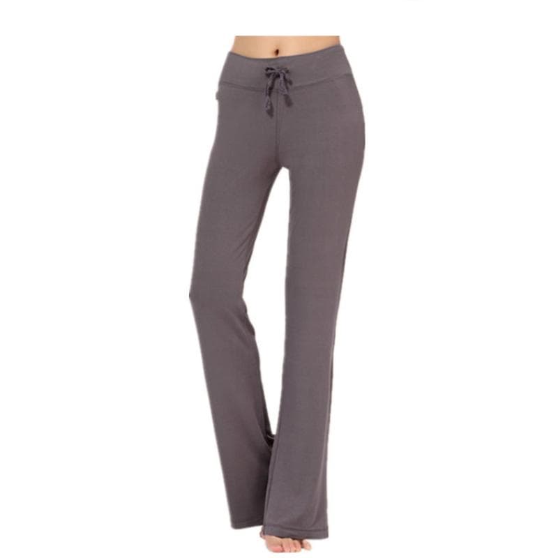 Auroth Solid Color Women High Waist Wide Leg Flared Pants Stretch Trousers Drawstring Sports Pants XXL dark grey