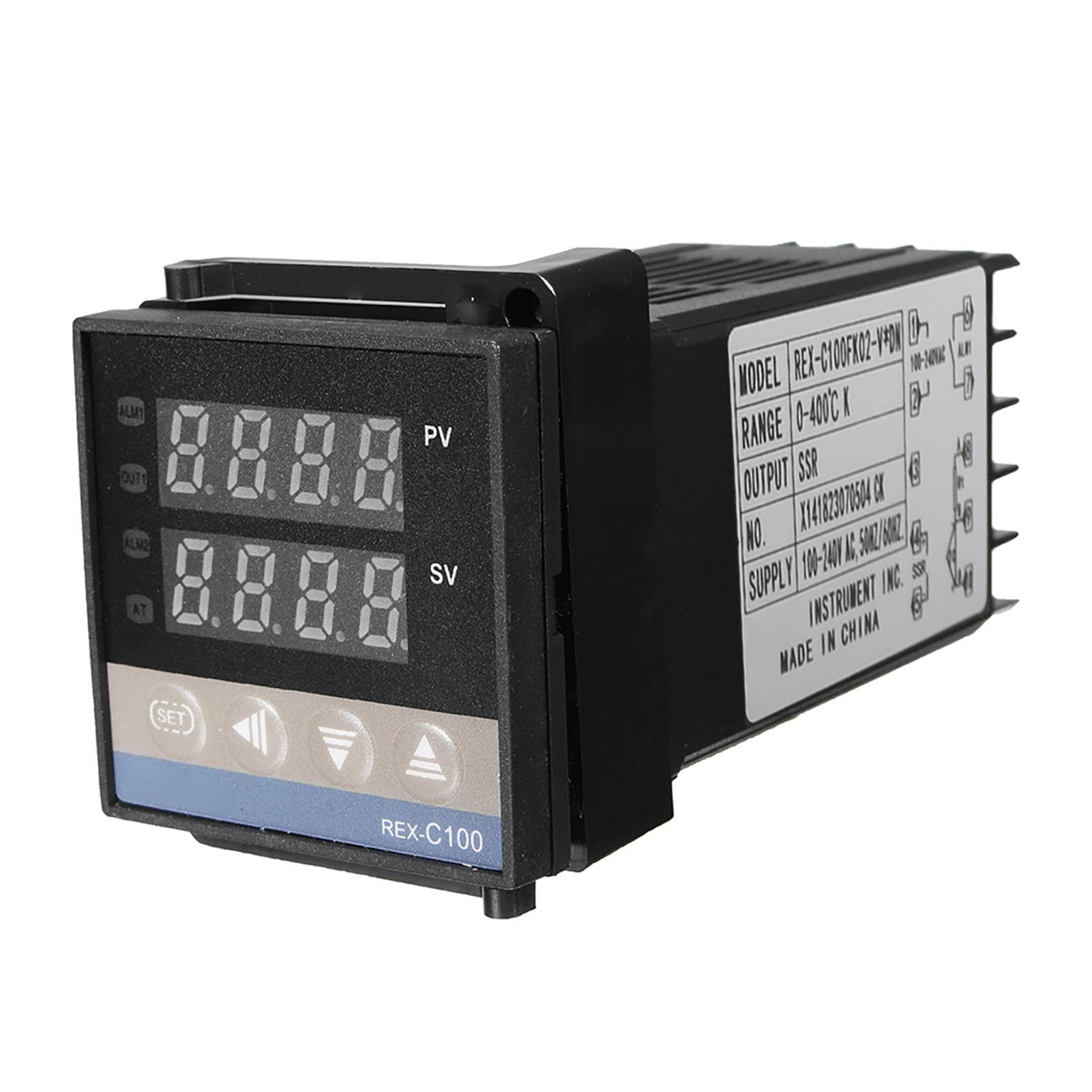 REX C100 Digital PID Temperature Controller Set with 40A SSD 1m K Thermocouple Probe Cable 1 set