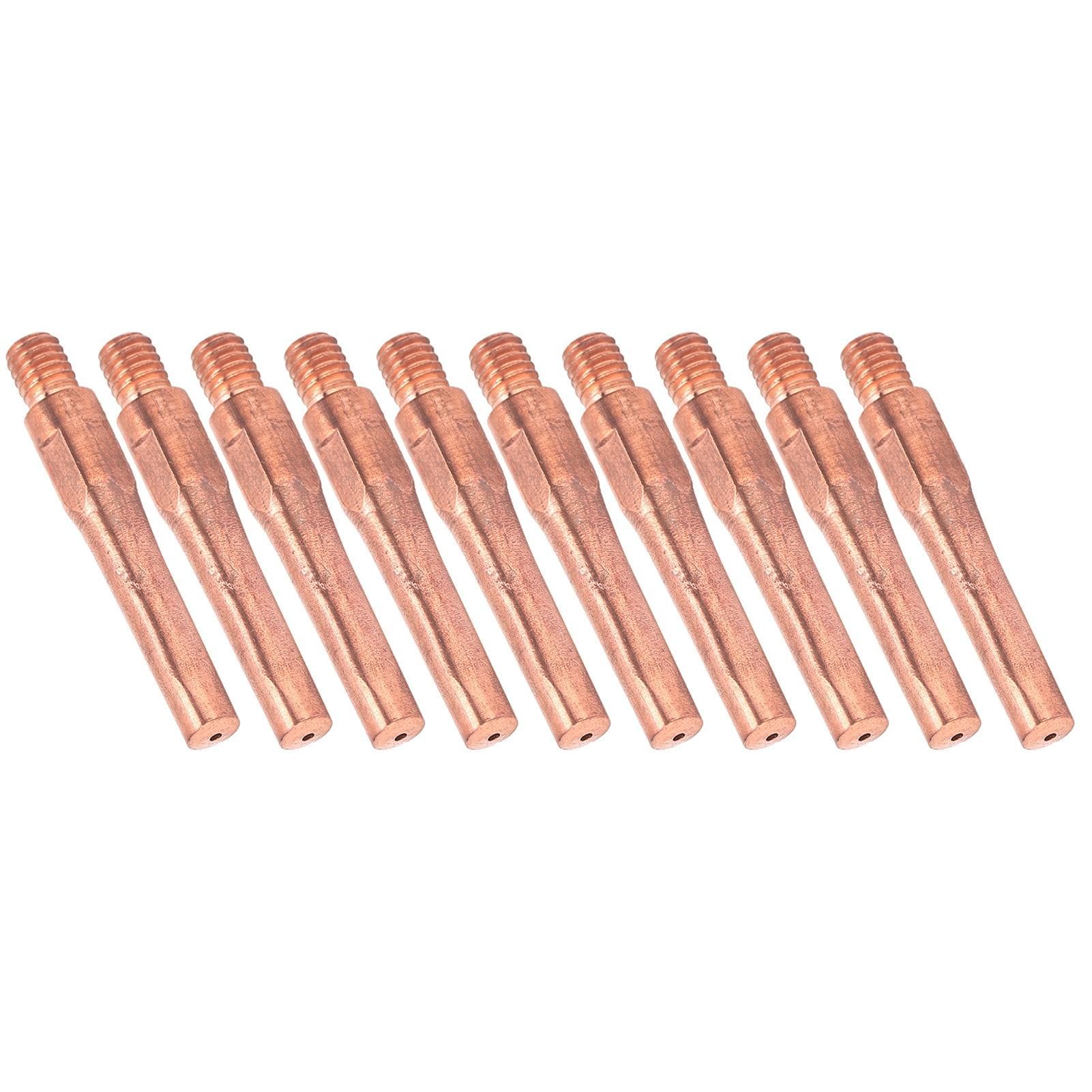 10Pcs Contact Tips M6 Conductive Nozzle Copper Wire Feeding Welding Gun Accessory 45x7.5x1.2mm