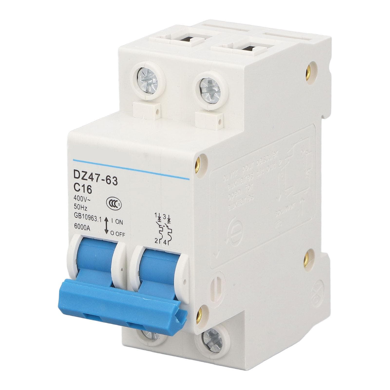 Miniature Circuit Breaker 2P Residual Current Isolator DIN Rail Mount 400V 16A DZ47?63 C16