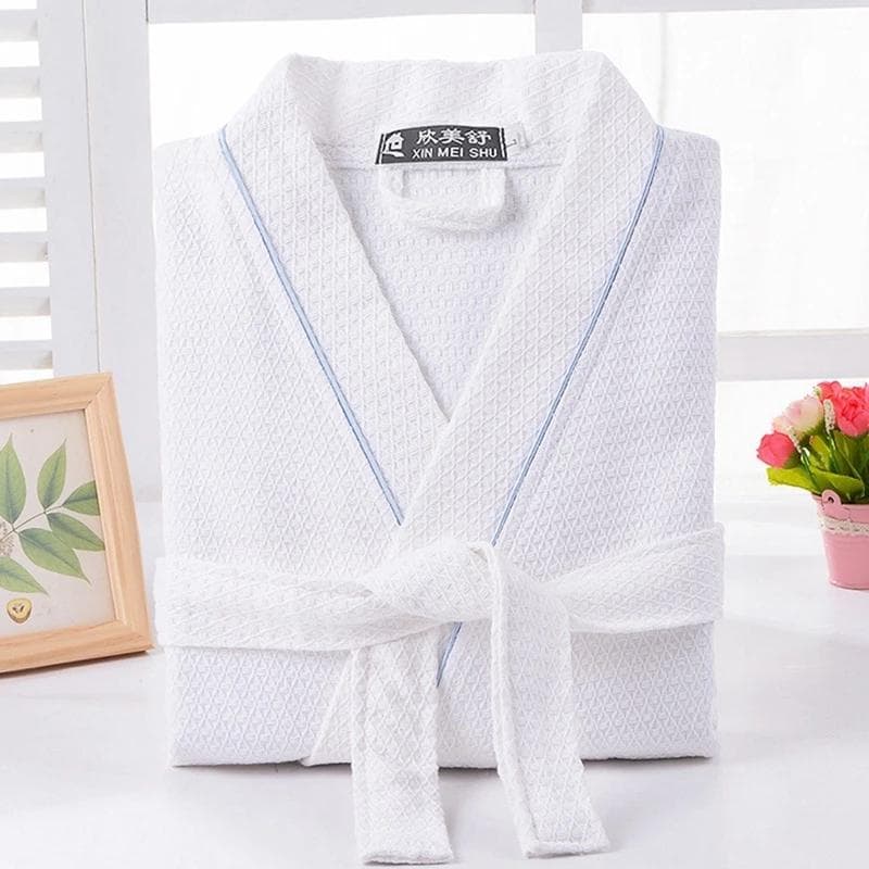 100% Cotton Waffle Bathrobe Men Women Sleepwear Couple Spring Summer Long Bride Bathrobe Sleep Lounge Robe Kimono Nightwear Gown M