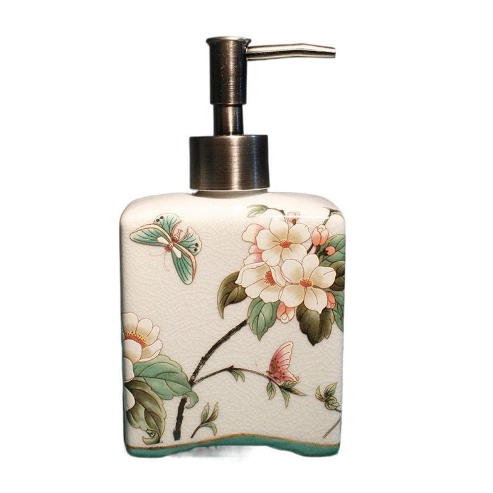 Refillable Hand Soap Dispenser Vintage Shampoo Container Easy To Use Ceramic Soap Bottle  Home white