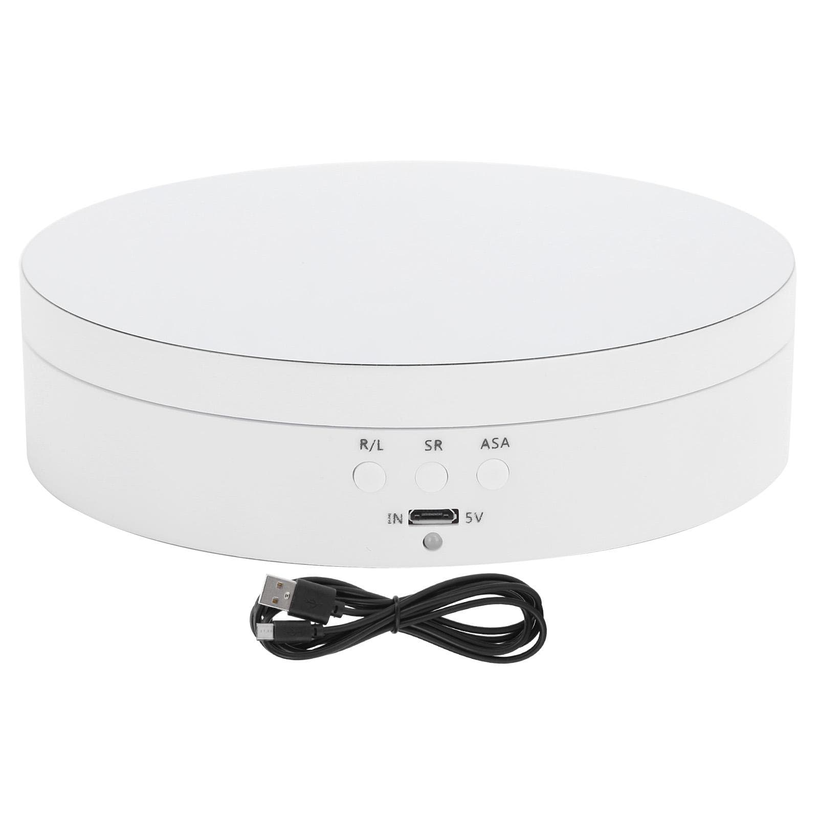 3 Speeds Electric Rotating Display Stand 360 Degree Turntable Jewelry Holder USB ChargingWhite white