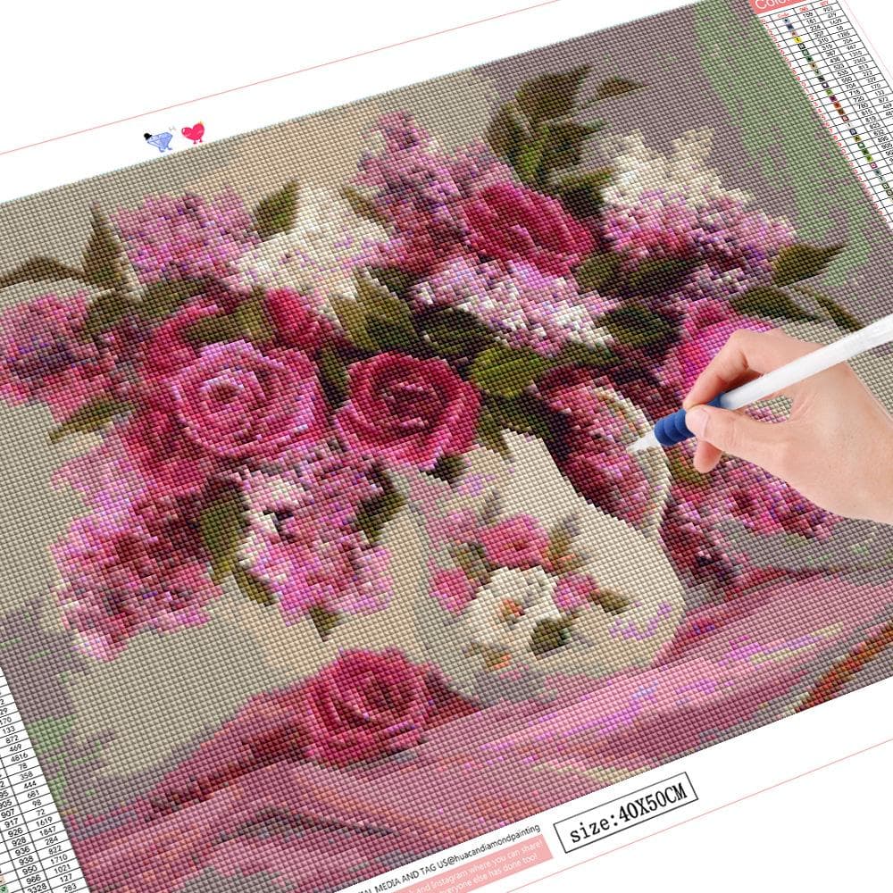 Diamond Painting Flowers Full Drill Embroidery Crystal Painting Diamond Mosaic Flower 40X50CM
