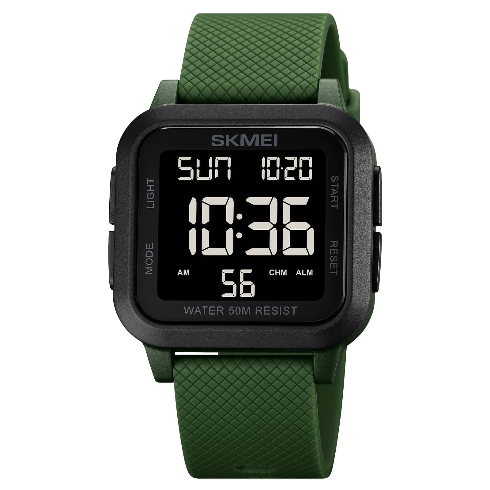 SKMEI 1894 sports watches Countdown double time watch alarm clock Chronograph table Digital watches green