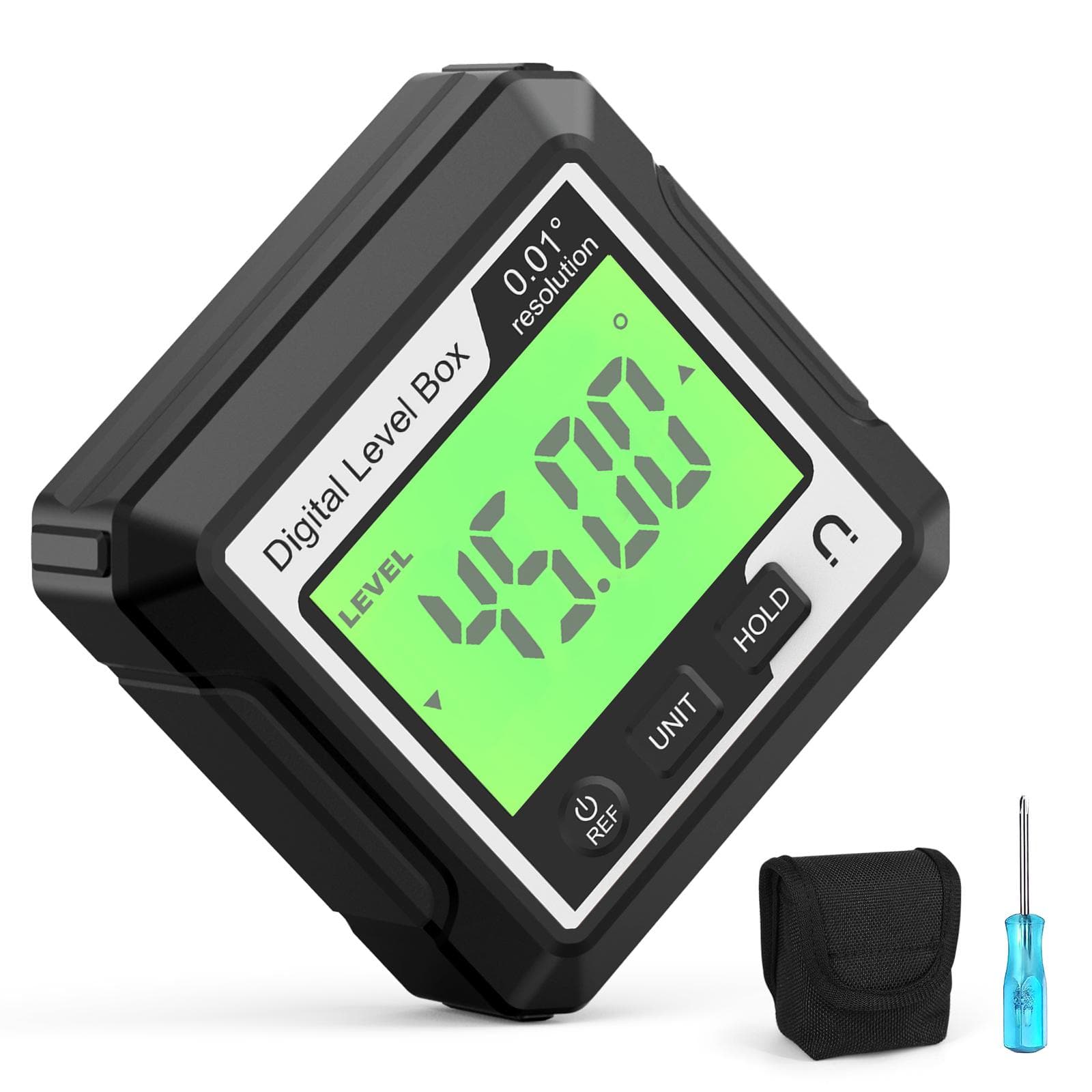3in1 Magnetic Inclinator Digital Level and Angle Finder Versatile 4 * 90 degrees Inclinometer LCD Display black white