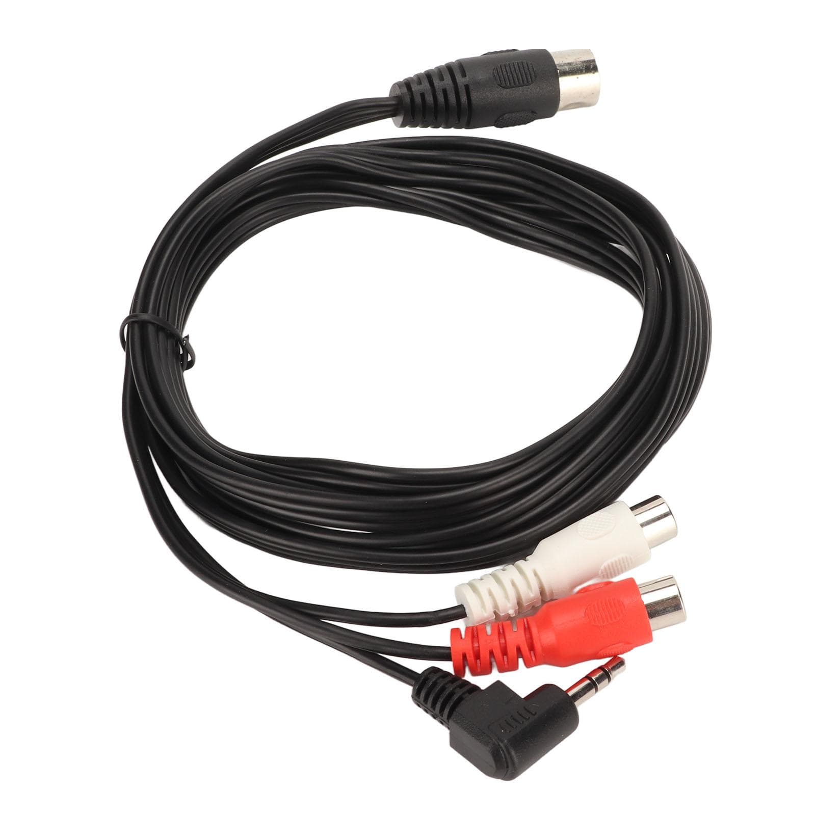 DIN 5Pin Male to 2 RCA Female and 3.5mm Cable Plug and Play Stereo Sound Connection Cable for