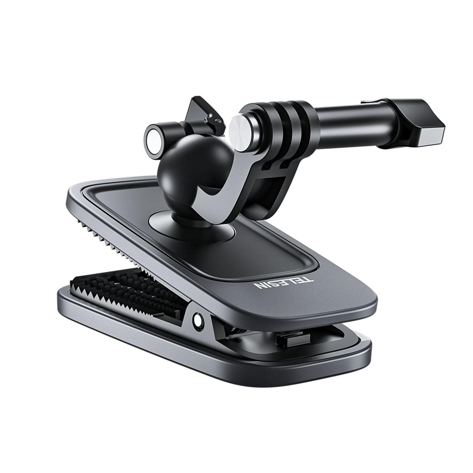 TELESIN Backpack Strap Clamp Magnetic Swivel Clip for Cam 360 degrees Rotating Adjustable Strap Mount Quick black
