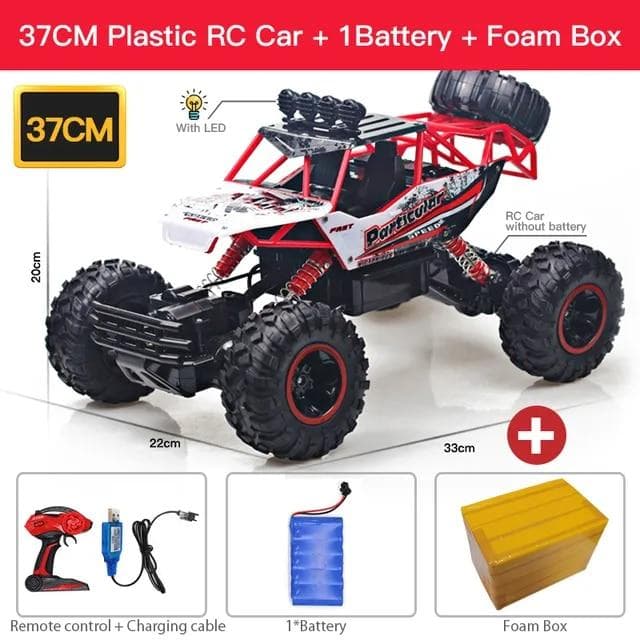 New 1:12 / 1:16 4WD RC Car Led Lights Monster Truck 2.4G Radio Remote Control Cars Buggy Off-Road Control Trucks Boys Toys for Children 37cm red