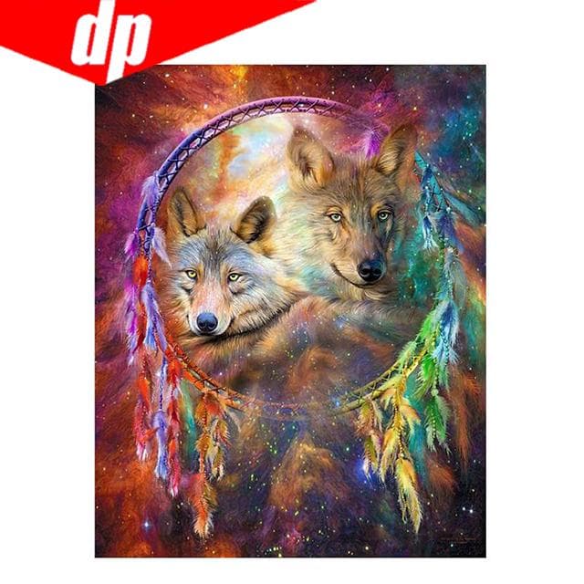 Wolf Diamond Embroidery 5D DIY Diamond Painting Cross Stitch Picture Full Round Diamond 20X30