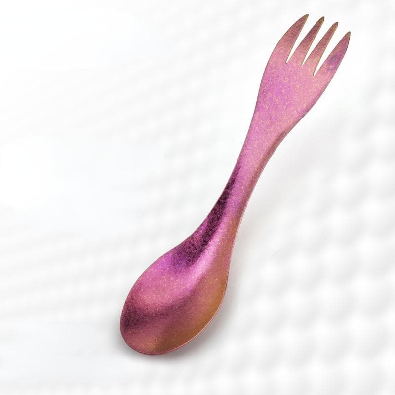 High Quality Accessories Ultralight Portable Outdoor Tableware Picnic Fork Spoon TiTo Titanium Spork Camping Traval pink