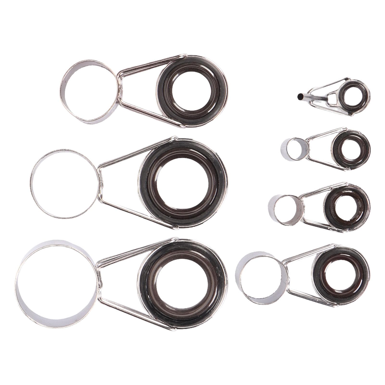 7 PCS Fishing Rod Tip Guide Repair Kit Universal Ceramic Ring Stainless Steel Fishing Rod Guides