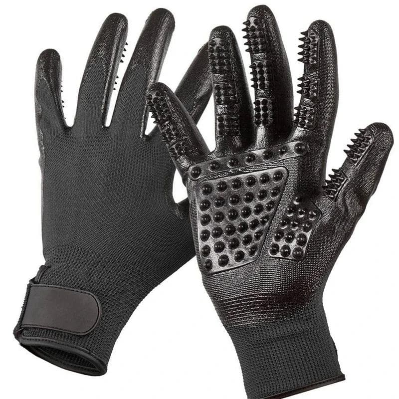 Pet Grooming Gloves Shedding Bathing Hair Remover Gloves Pet Shower Gloves Cat Dog Hair Deshedding Brush Rubber Remover Brush black