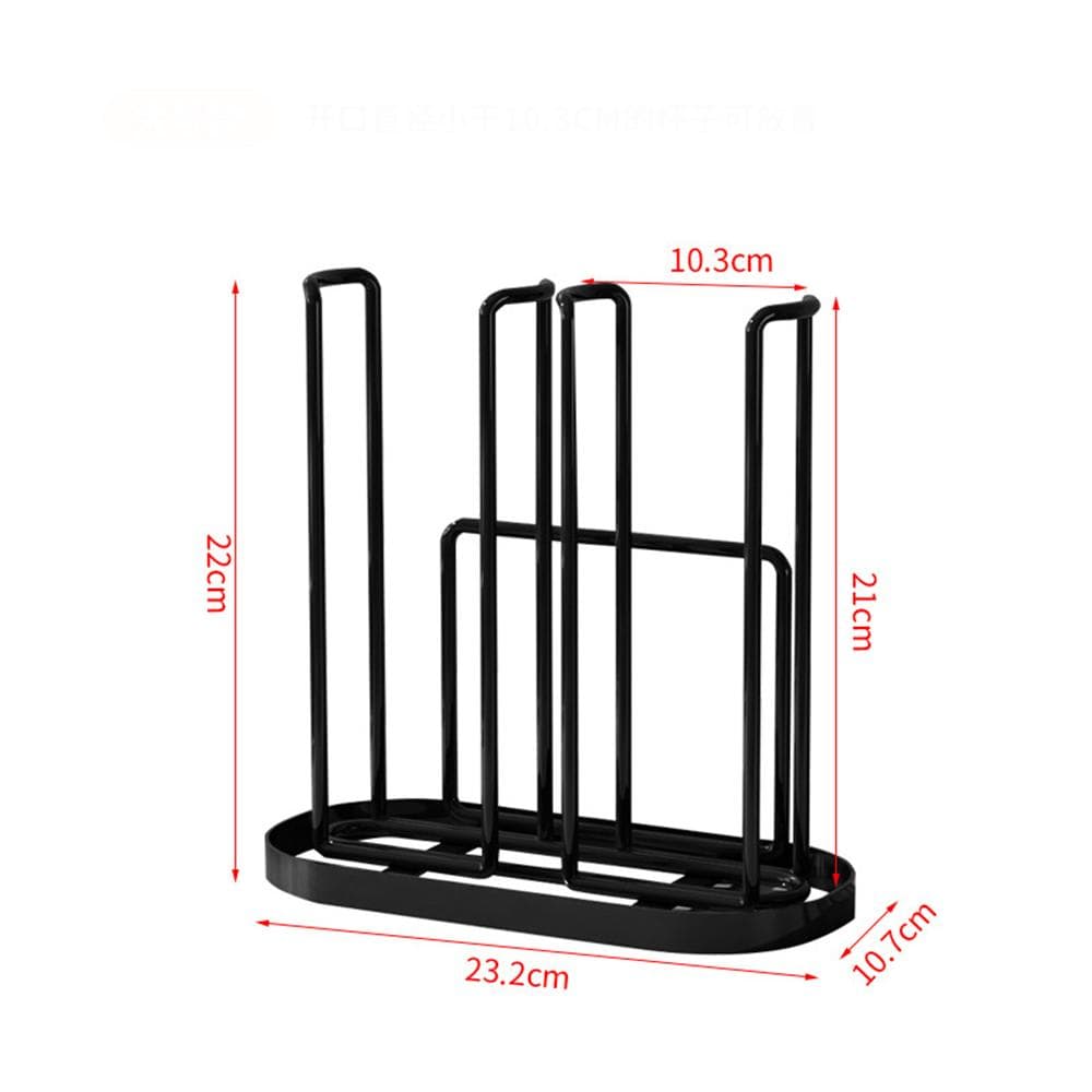 Disposable Paper Cup Storage Rack Punch Free Wall Mounted Stainless Steel Water Cup Holder for Kitchen 23.2x10.7x22cm black