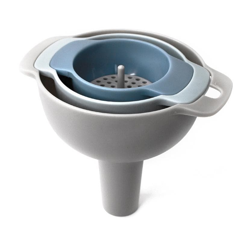4 in 1 Kitchen Funnels for Filling Bottles Kitchen Funnels with Detachable Strainer Filter BPA-Free Food Grade Oil Funnel blue