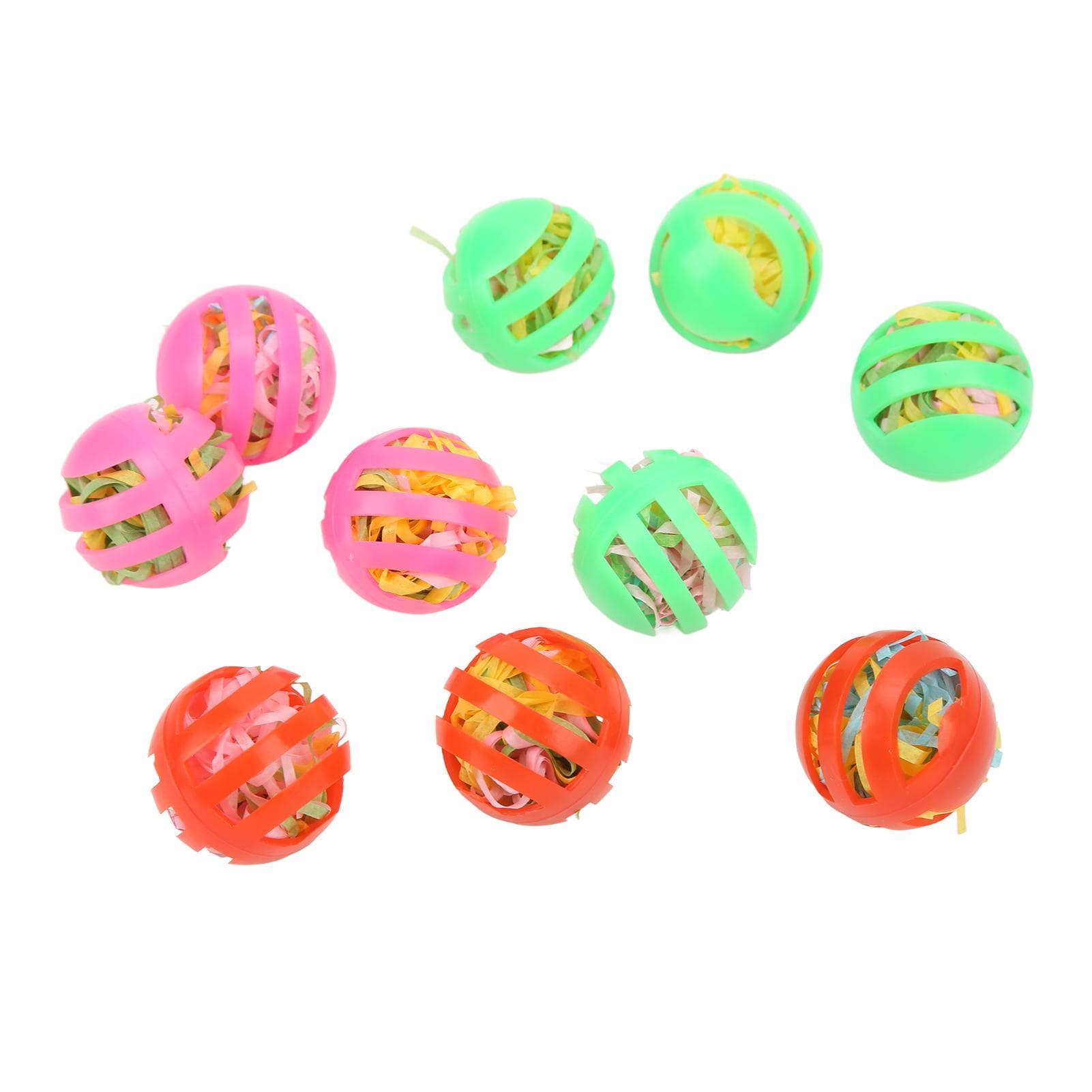 10pcs Bird Ball Toy Colorful Hollow Stuffed Parrots Foraging Balls with Bell for Budgie Cockatiel