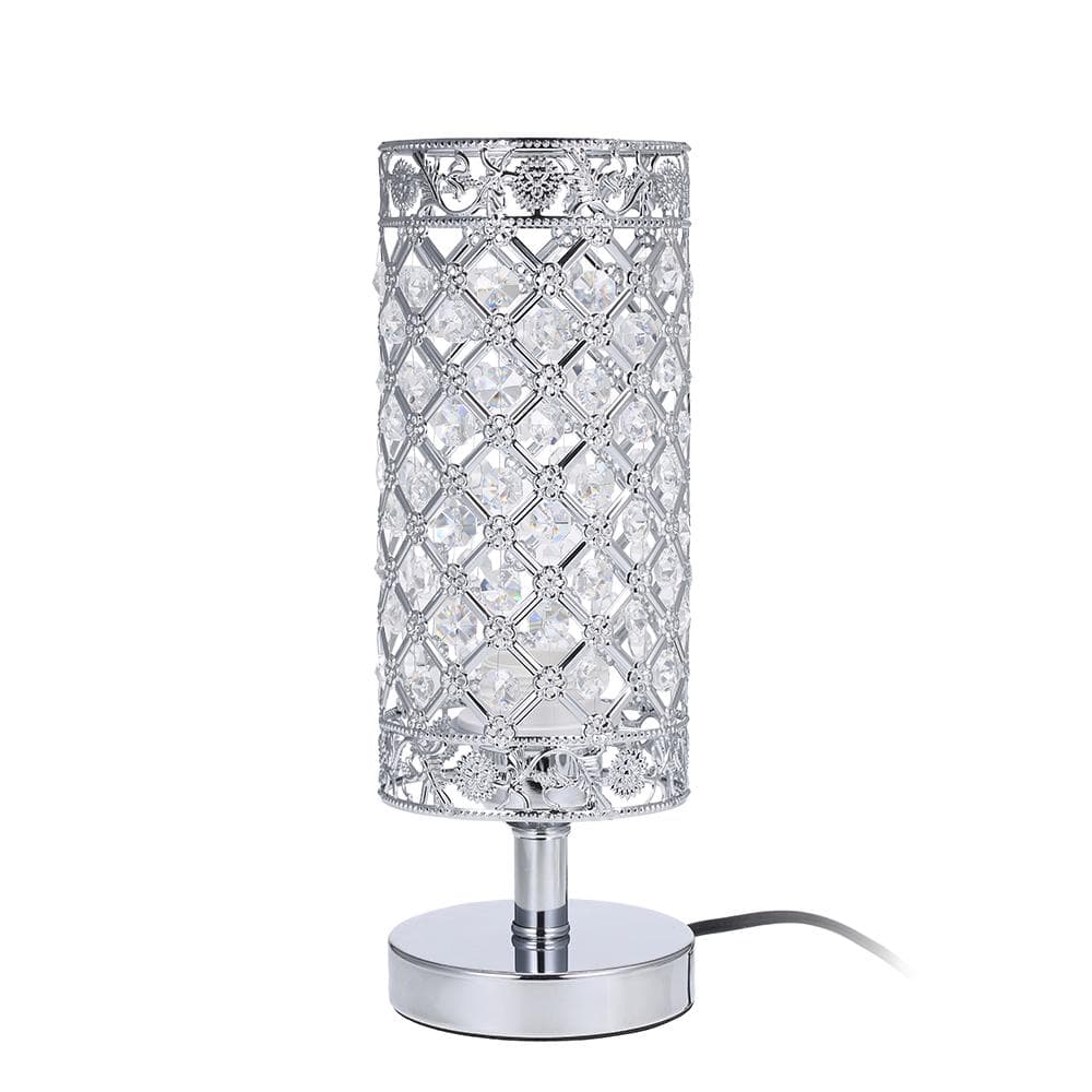 Tomshine Crystal Silver Beside Table Lamp Desk Light VDE-listed Decorative for Bedroom Living UK Plug