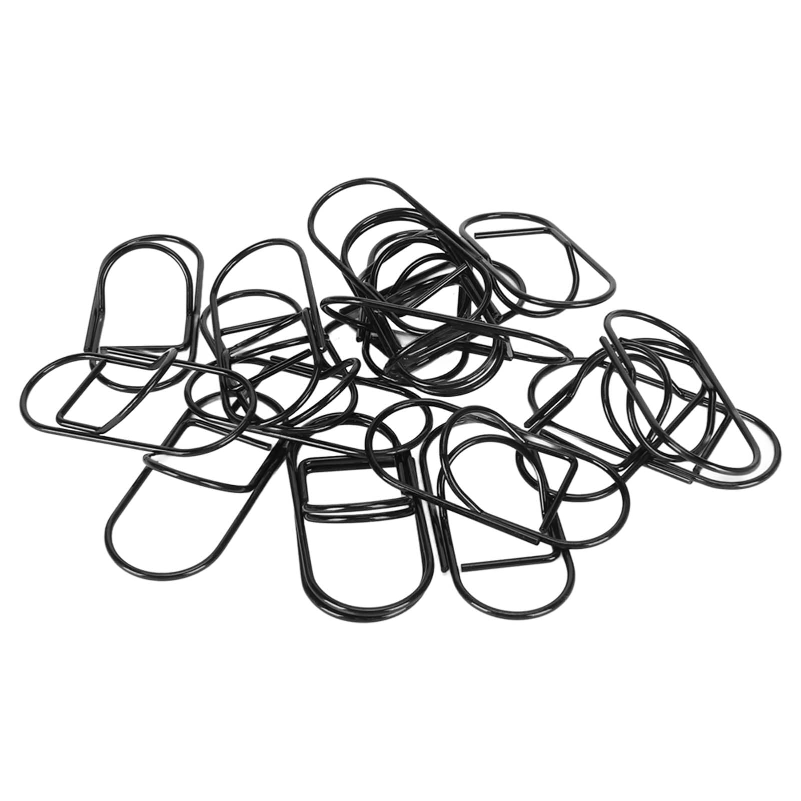 20Pcs Fancy Paperclips Large Black Plastic Covered Wire Multi Purpose Cute Paper Clips for Home