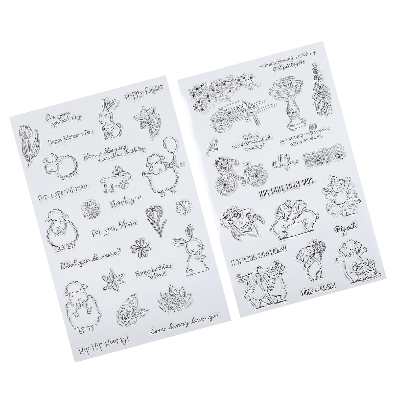 2Pcs Transparent Stamp TPR Seal Sheep Rbbit Pig Birthday for Card Making DIY Scrapbooking