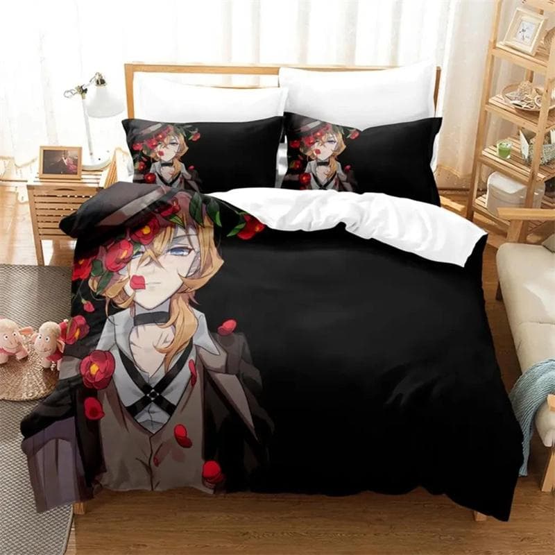 Anime Dazai Bungo Stray Dogs Bedding Set Boys Girls Twin Queen Size Duvet Cover Pillowcase Bed Kids Adult Home Textileextile 135x200cm 2pcs