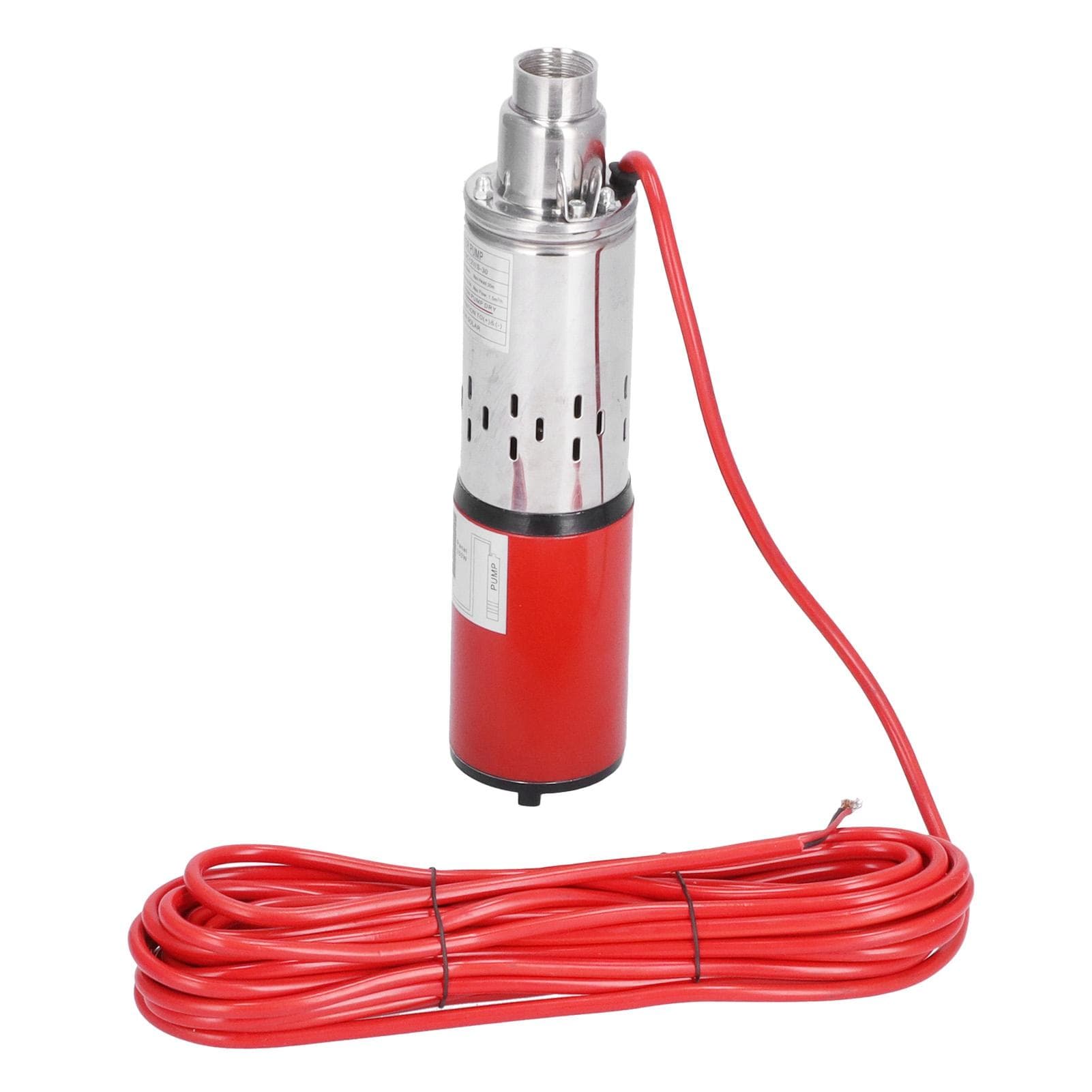Solar Water Pump DC 12V Red High?Lift Screw Submersible for Fishing Boat Fish Pond Agricultural
