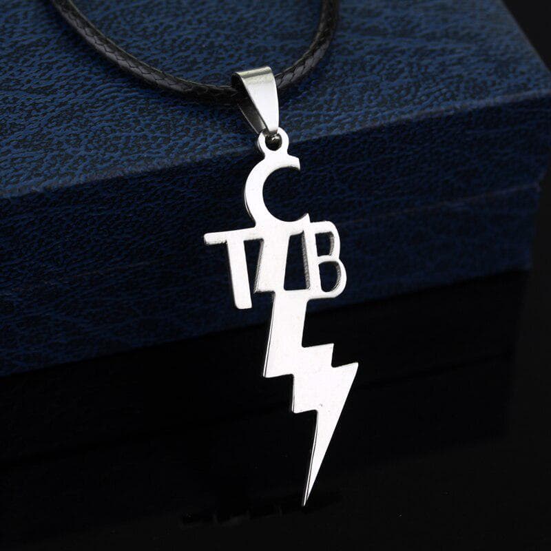 TCB Metal Pendant Necklace Jewelry Gift for Man Leather