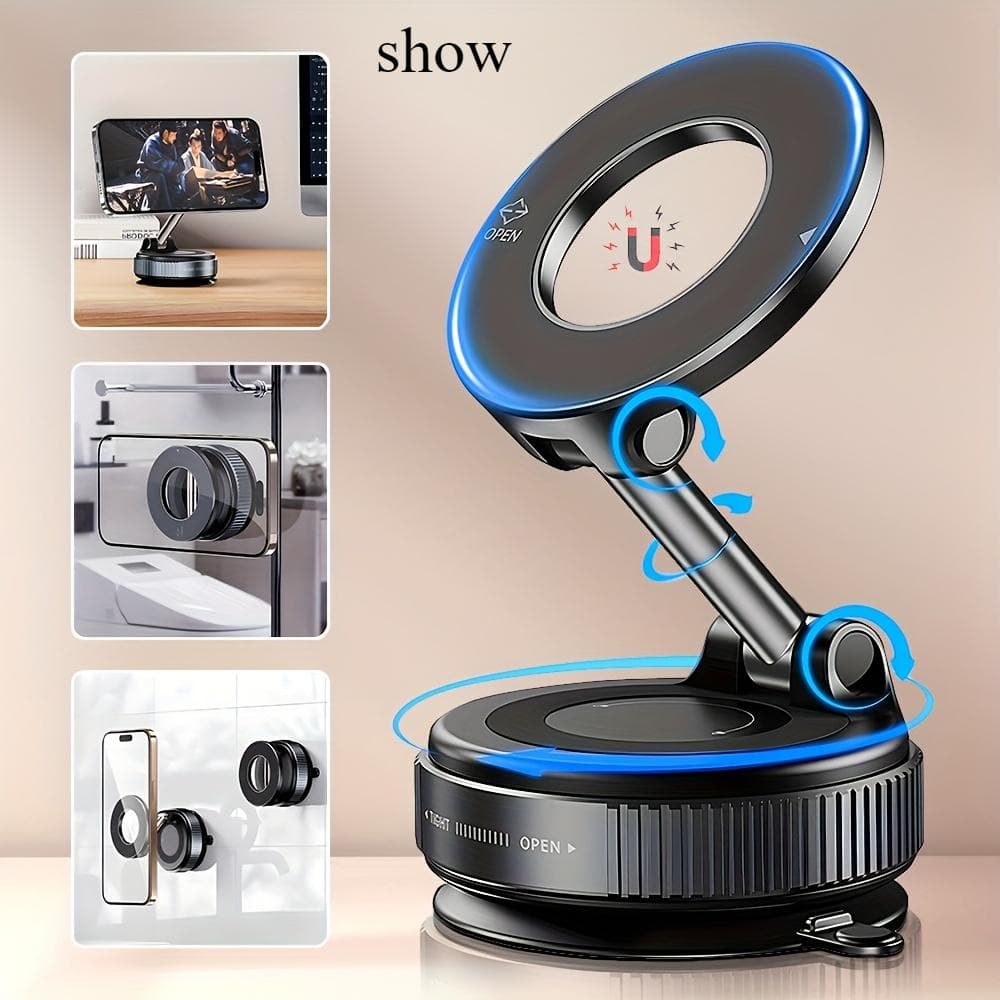 360 ° Rotating magnetic phone holder, foldable and retractable, ABS material, portable, suitable for car/travel/gym/smooth mirror