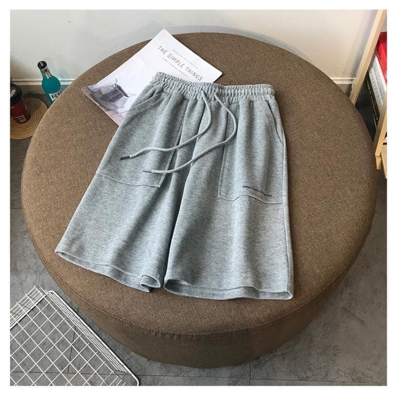 Casual Pants for Women In Summer New Gray Sports Shorts for Women Elastic Waist Loose and Slim, Wide-leg Pants XXL grey