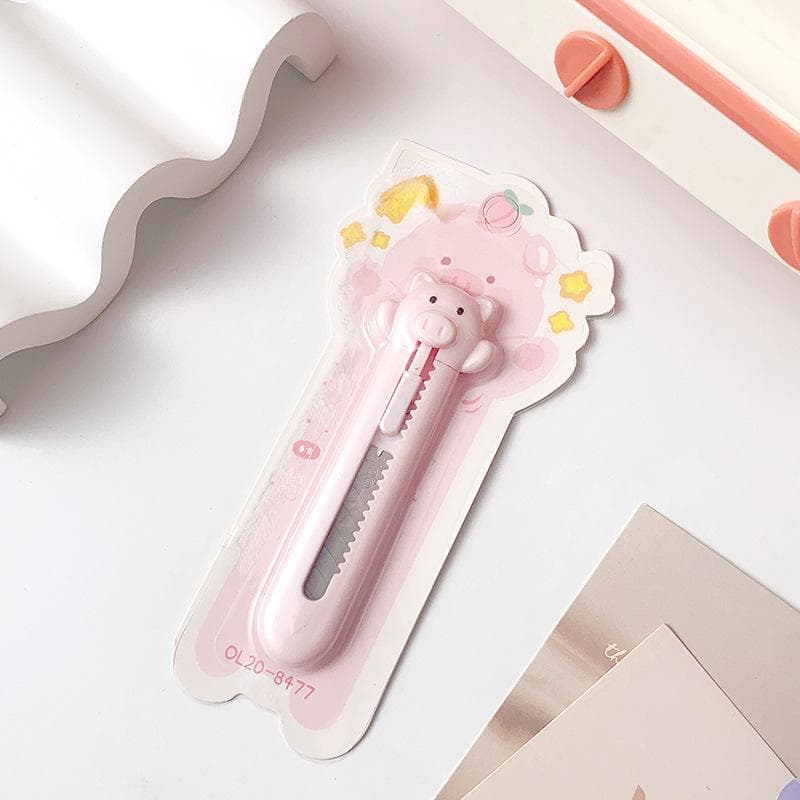 Mini Cute Caroon Utility Knife for Student Small Kawaii Letter Opener Clip Paper for Office Student Supply Office Accessories 10*2.2cm