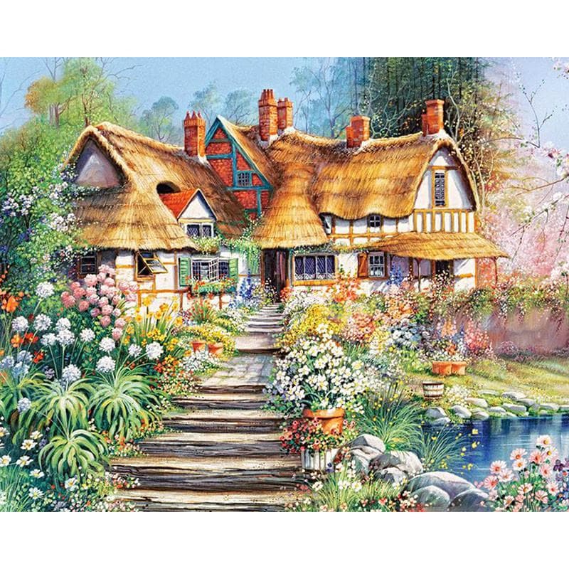 5D DIY Diamond Painting Garden House Embroidery Mosaic Cross Stitch Rhinestone Decoration 20X30CM