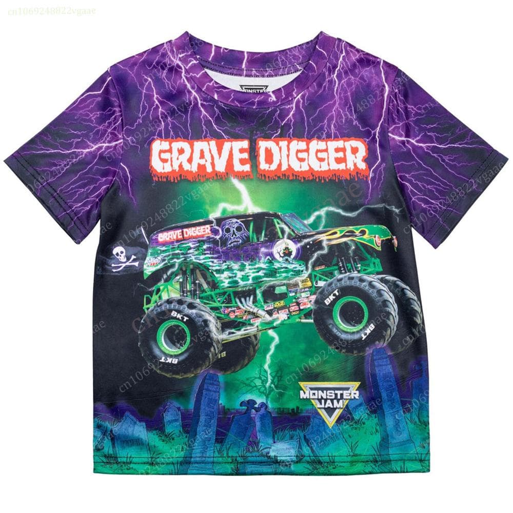 Summer Monster Trcuk T Shirt Kids Men Tee Jam T-shirt Boys Oversized Costume Short  Sleeve Tops Women Girls Car Toy 160