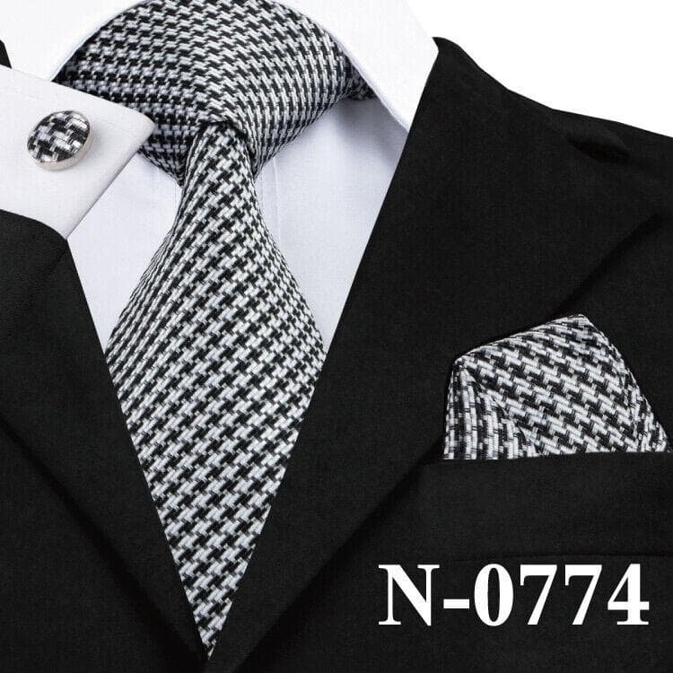 Hi-Tie New Fashion Mens Tie Business Necktie Hanky Cufflinks Tie Set N-0774