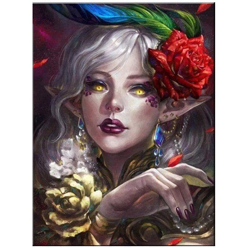 5d Diy Diamond Embroidery Rose Woman Halloween Scenery Diamond Painting Mosaic Rhinestone 20X30CM