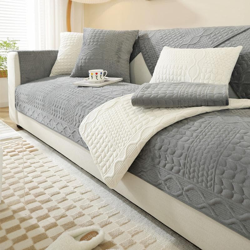 Ear of Wheat Jacquard Sofa Mat Thicken Plush L Shape Sofas Cover for Living Room Non-Slip Dustproof Couch Home Protector Case 70x70cm 1pcs