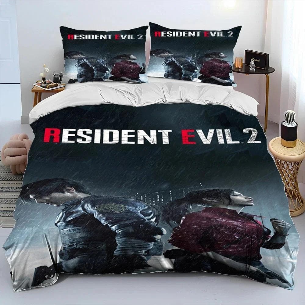 3D R-Resident Evil Games Gamer Comforter Bedding Set,Duvet Cover Bed Set Quilt Cover Pillowcase,king Queen Size Bedding Set Boys 173x218cm 3pcs