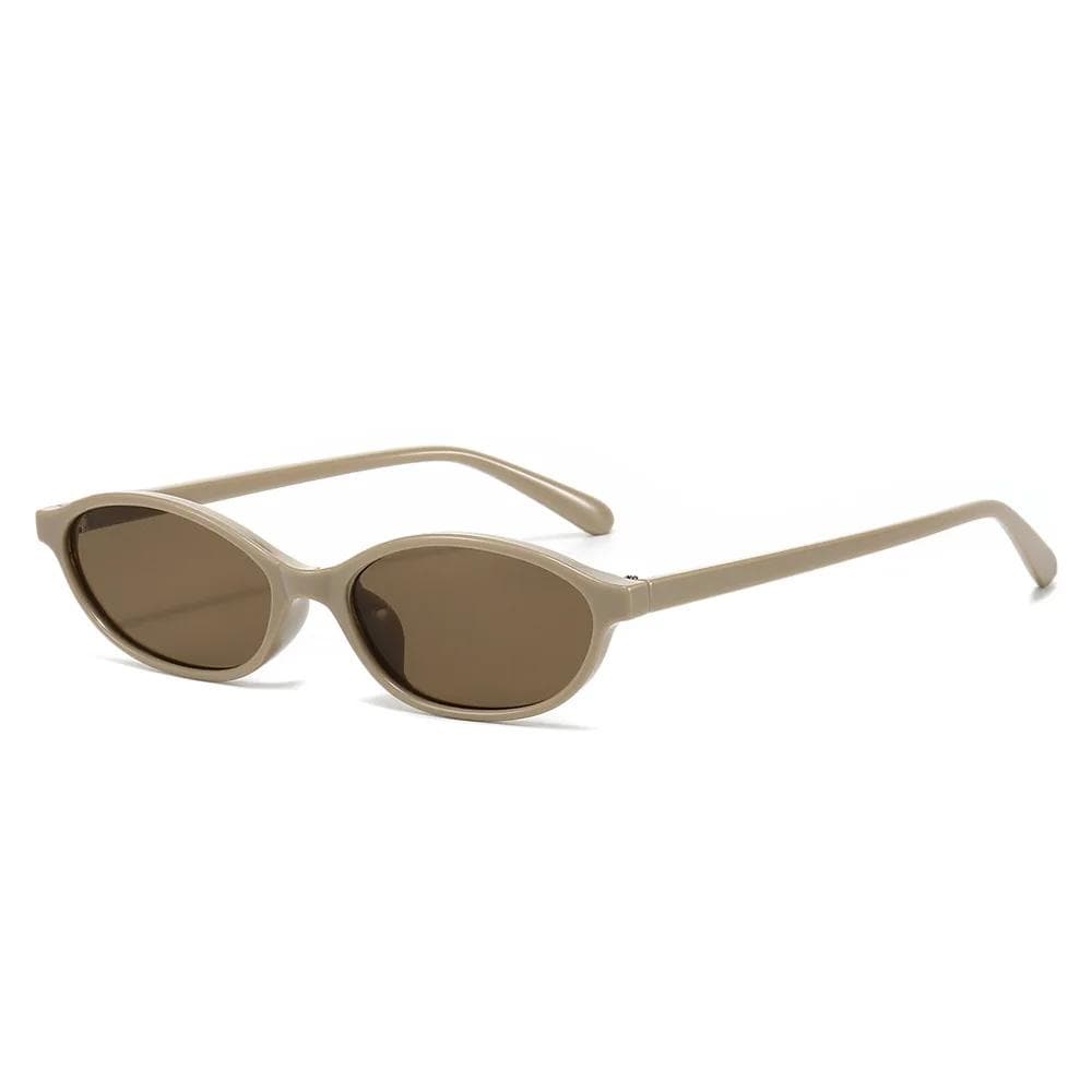 Retro Oval Cat Eye Sunglasses for Women Y2k Small Narrow Sunnies 90s Designer Sun Glasses Trendy Fashion As picture