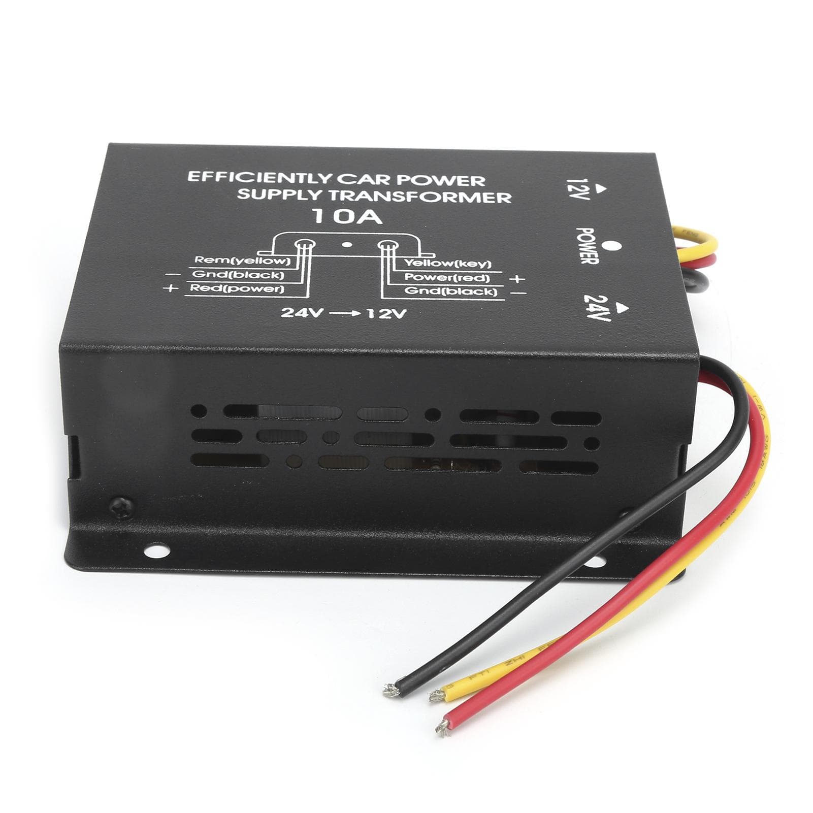 10A DC Power Converter 24V to 12V Voltage Buck Regulator Aluminum Alloy Shell for Car Stereo Radio