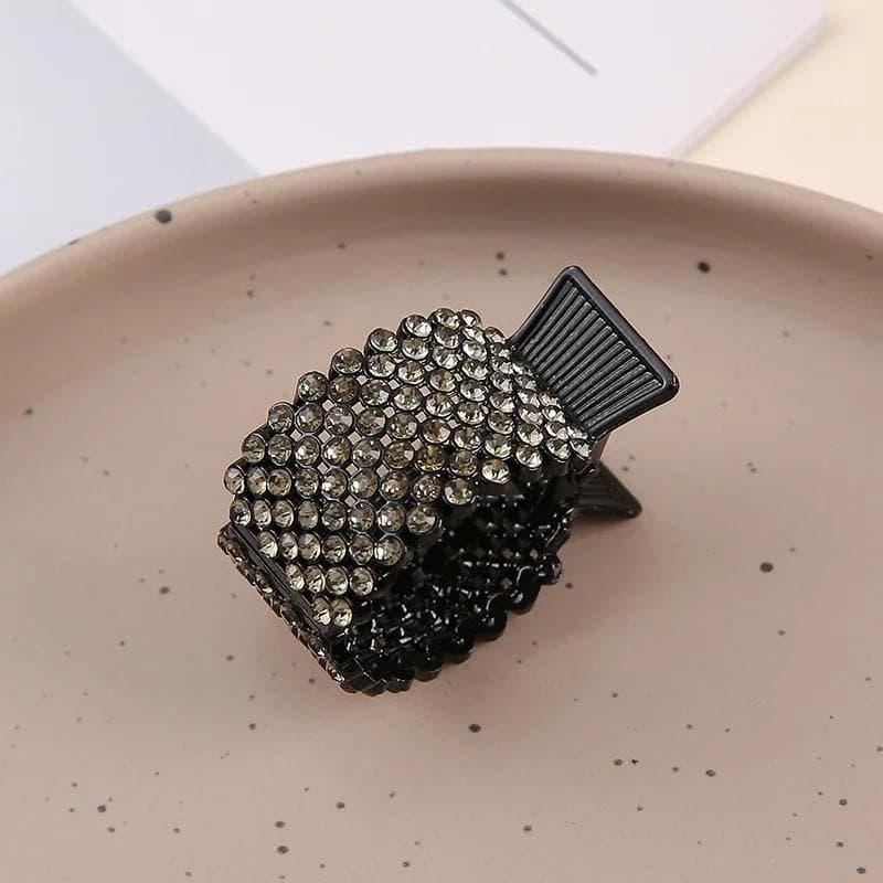 1pc Elegant Sparkling Rhinestone Decorative Hair Grab Clips Non Slip Ponytail Holders Trendy Hair Styling Accessories For Women black