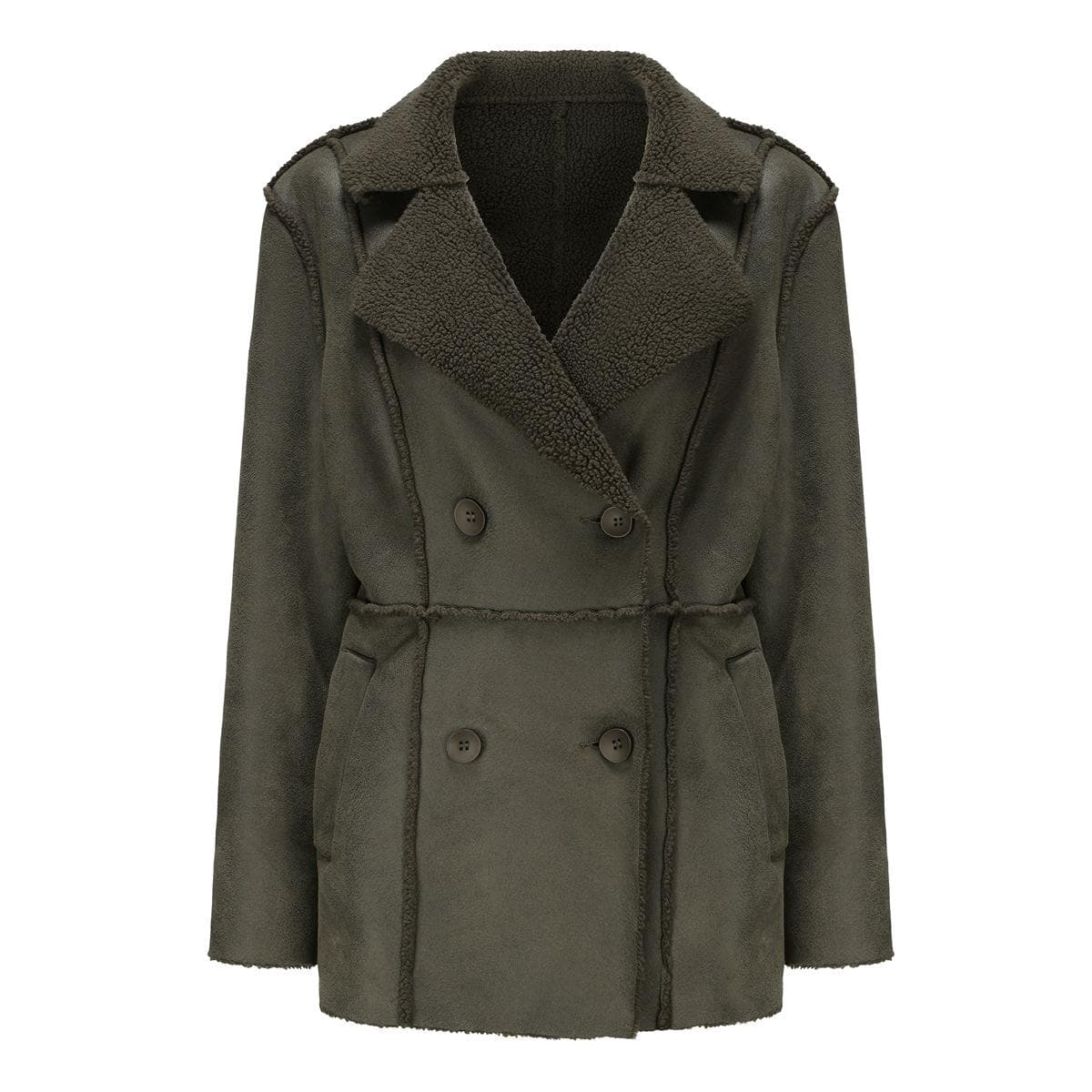 New Style Fur Integrated Lapel Plus Velvet Leather Coat for Women Autumn and Winter Mid-length Coat Suede Jacket for Women 3XL