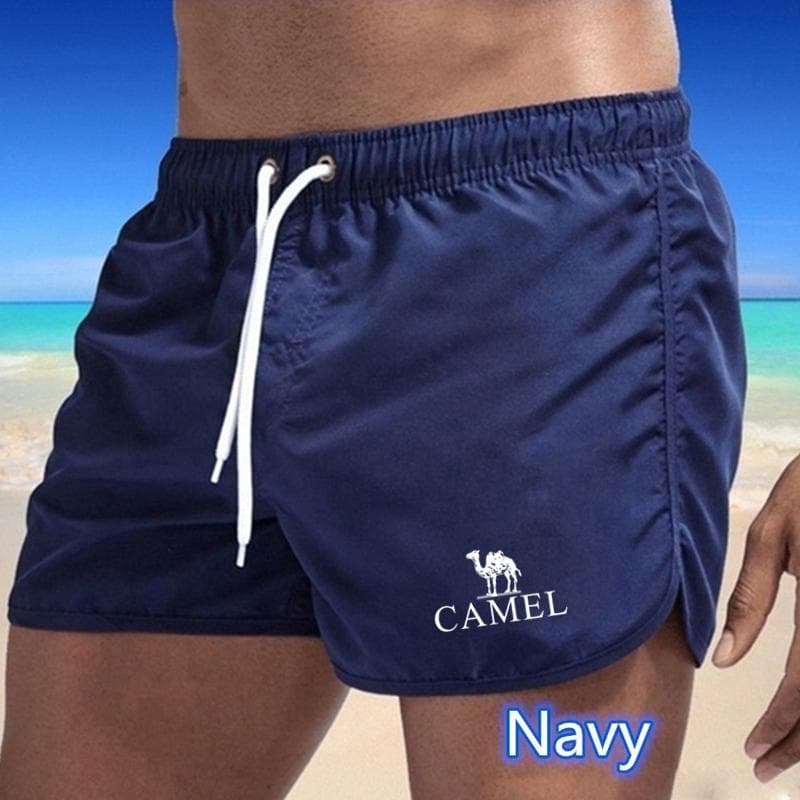 CAMEL 2024 Summer Men's Quick-Drying Swim Trunks Sports Pants Swimwear Beach Shorts Jogging Shorts XL navy blue