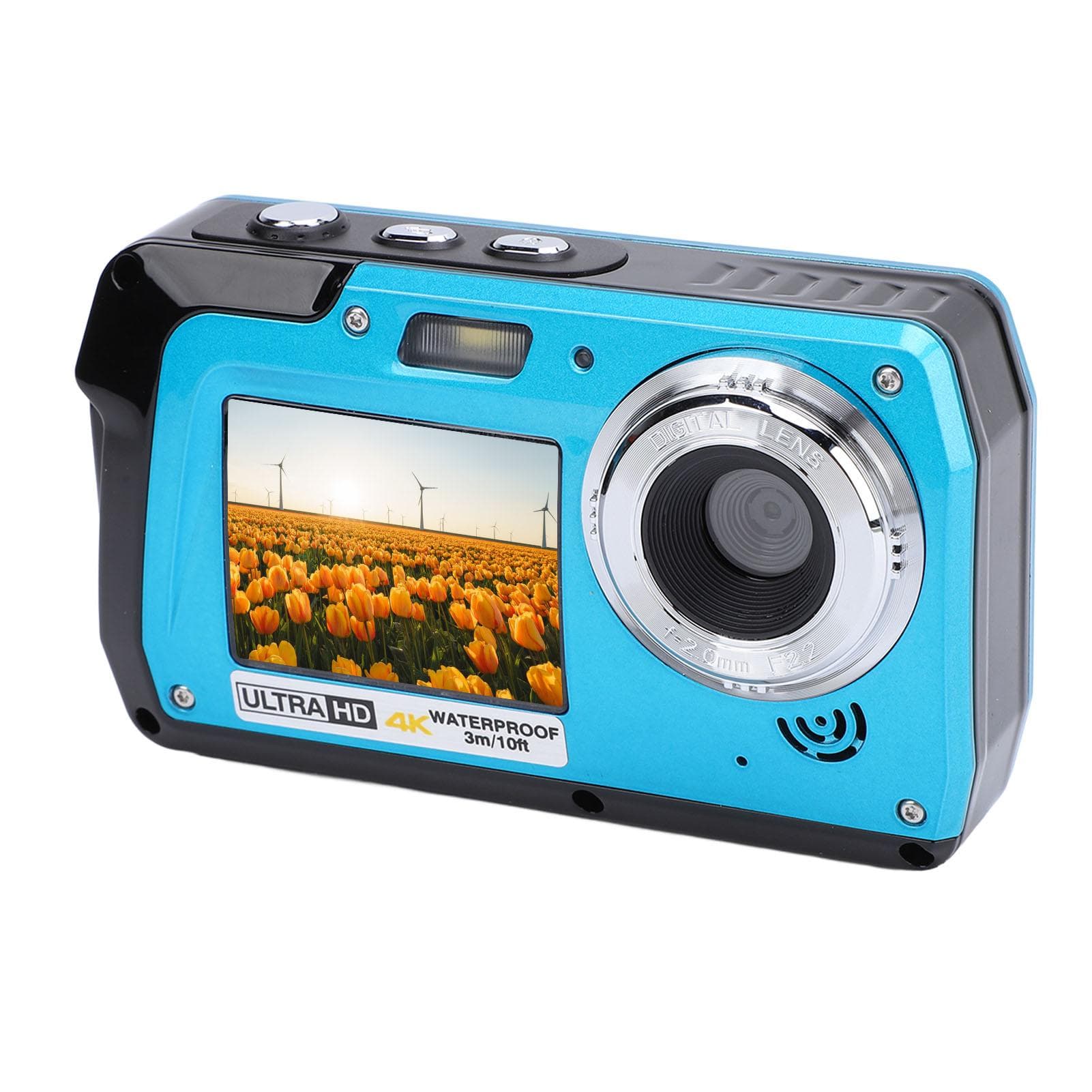 4K Underwater Camera 11FT Water Resistant 56MP Autofocus Dual Screen Selfie Underwater Camera for